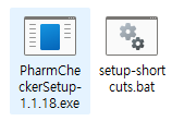PharmChecker 설치 파일과 setup-shortcuts.bat 파일